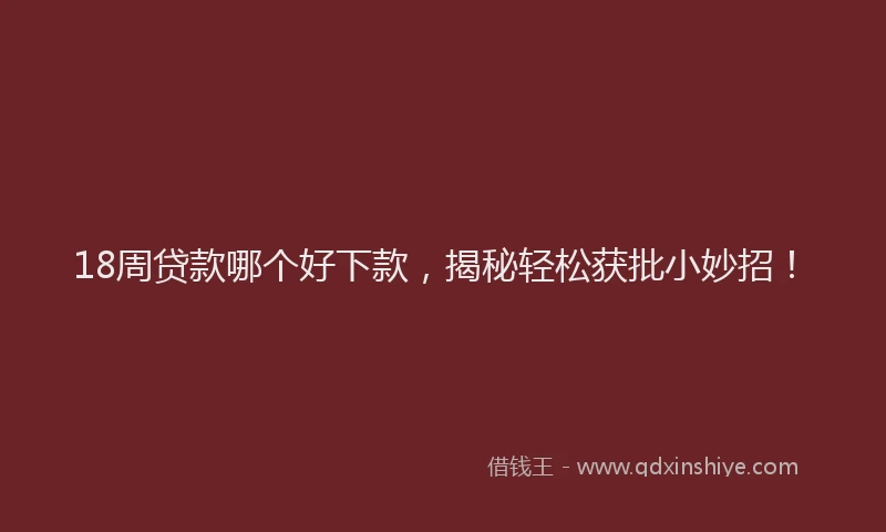 18周贷款哪个好下款，揭秘轻松获批小妙招！