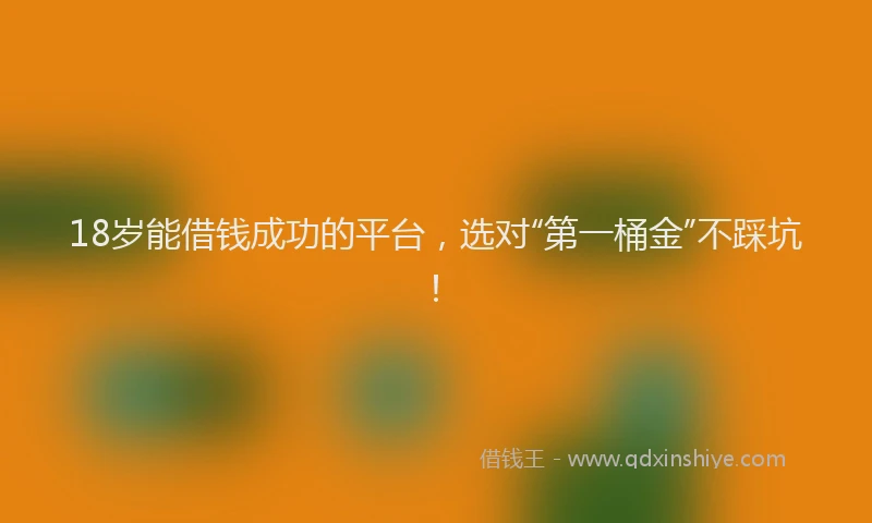 18岁能借钱成功的平台，选对“第一桶金”不踩坑！