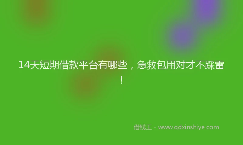 14天短期借款平台有哪些,急救包用对才不踩雷!
