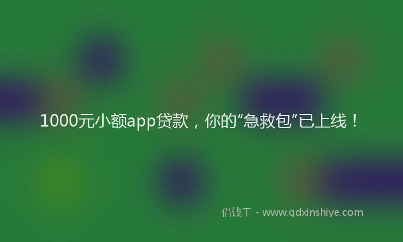 1000元小额app贷款，你的“急救包”已上线！