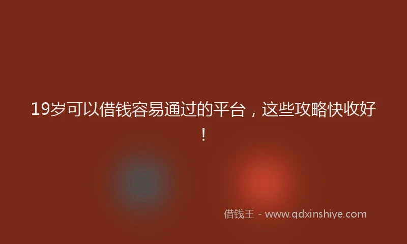 19岁可以借钱容易通过的平台，这些攻略快收好！