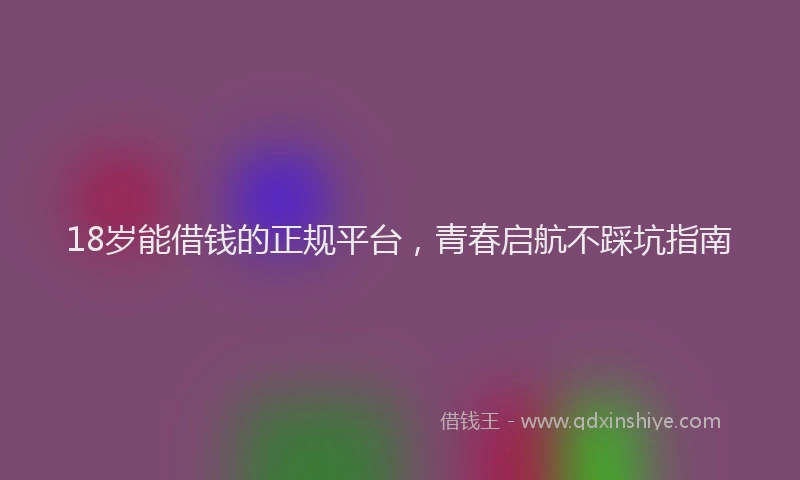 18岁能借钱的正规平台，青春启航不踩坑指南