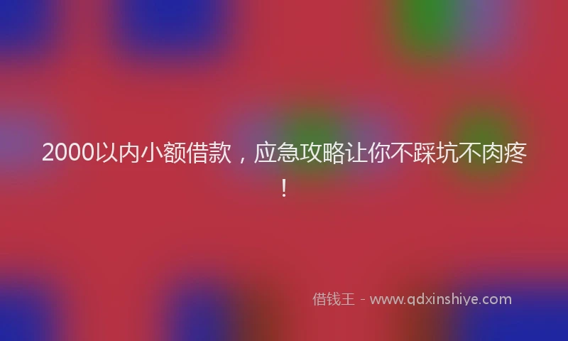 2000以内小额借款，应急攻略让你不踩坑不肉疼！