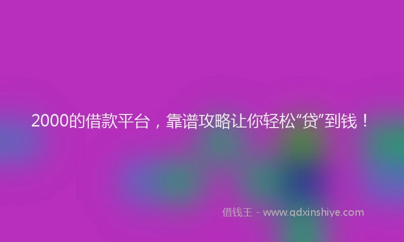 2000的借款平台，靠谱攻略让你轻松“贷”到钱！