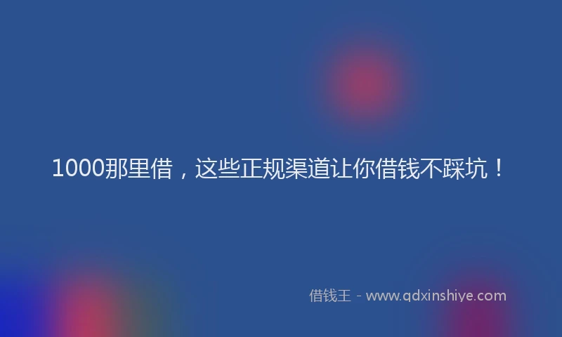 1000那里借，这些正规渠道让你借钱不踩坑！