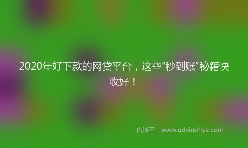 2020年好下款的网贷平台，这些“秒到账”秘籍快收好！