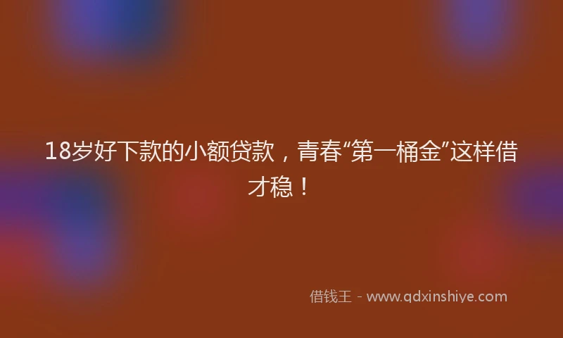 18岁好下款的小额贷款，青春“第一桶金”这样借才稳！