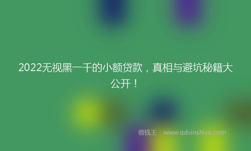 2022无视黑一千的小额贷款，真相与避坑秘籍大公开！