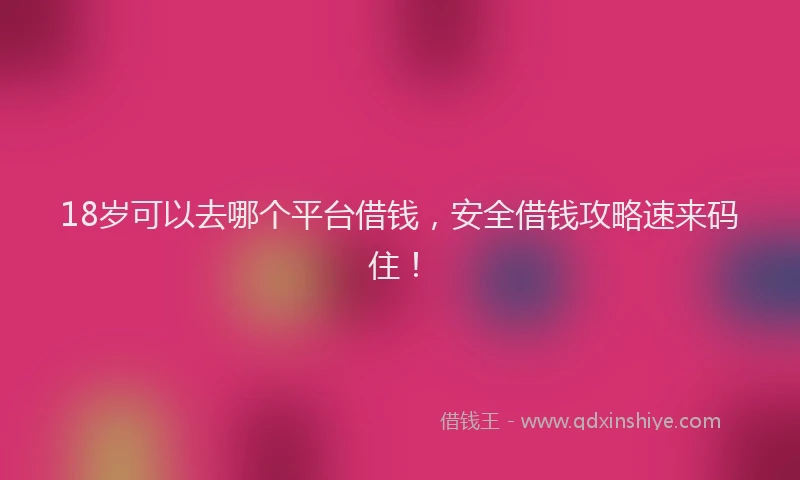 18岁可以去哪个平台借钱，安全借钱攻略速来码住！
