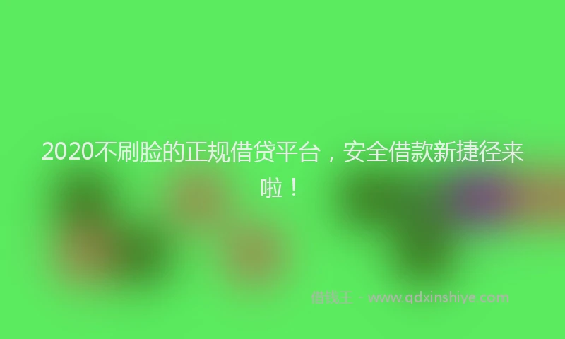 2020不刷脸的正规借贷平台，安全借款新捷径来啦！