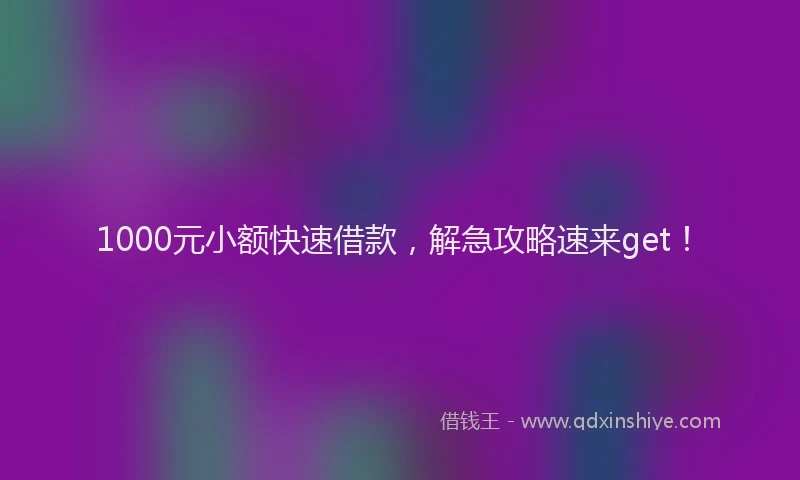 1000元小额快速借款，解急攻略速来get！