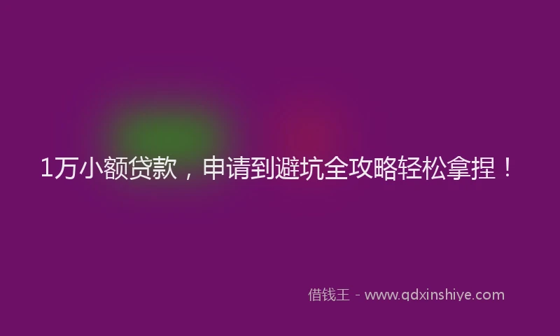 1万小额贷款，申请到避坑全攻略轻松拿捏！