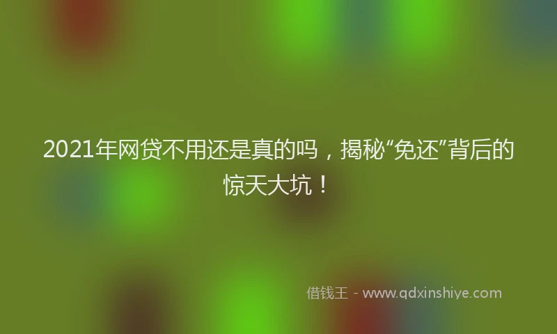 2021年网贷不用还是真的吗，揭秘“免还”背后的惊天大坑！