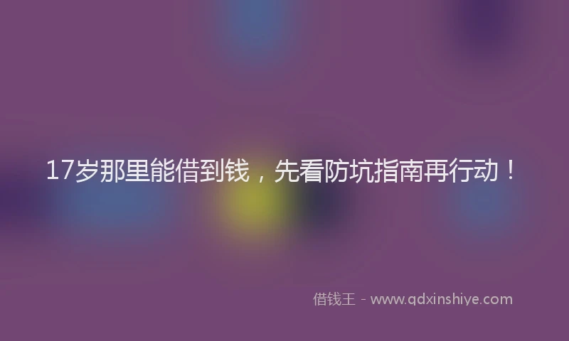 17岁那里能借到钱，先看防坑指南再行动！