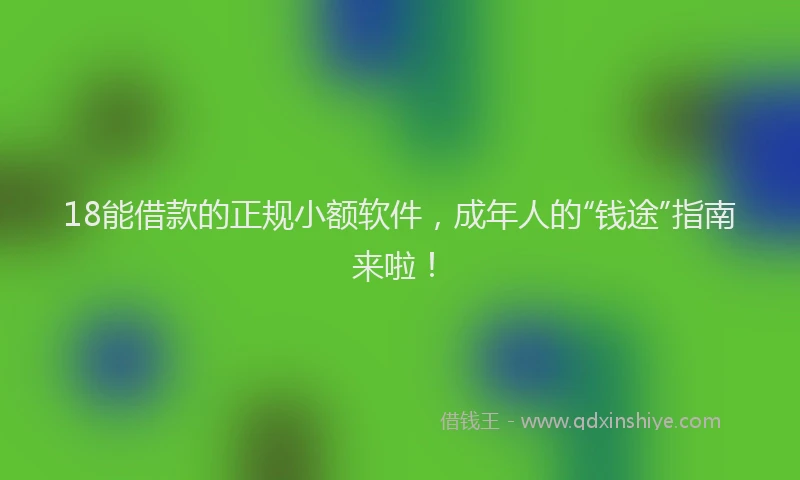 18能借款的正规小额软件，成年人的“钱途”指南来啦！