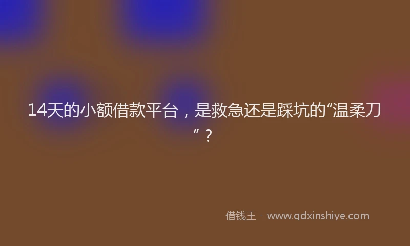 14天的小额借款平台，是救急还是踩坑的“温柔刀”？