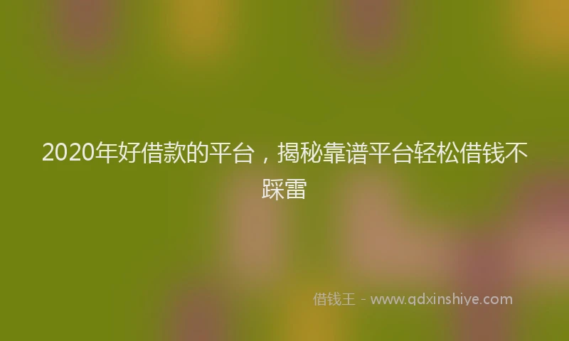 2020年好借款的平台，揭秘靠谱平台轻松借钱不踩雷