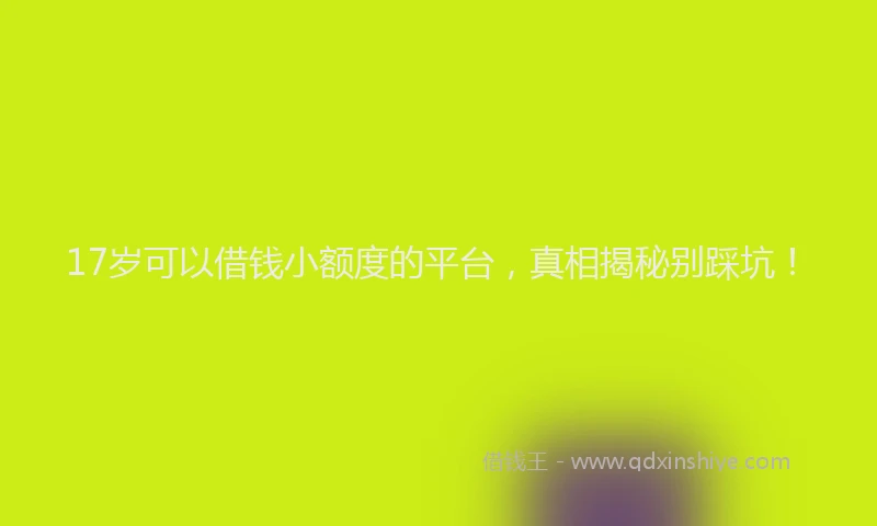 17岁可以借钱小额度的平台,真相揭秘别踩坑!