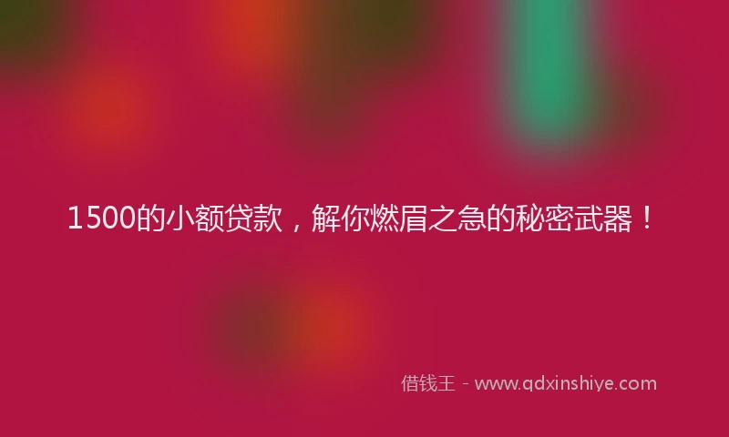 1500的小额贷款，解你燃眉之急的秘密武器！