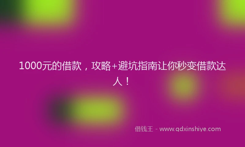 1000元的借款，攻略+避坑指南让你秒变借款达人！