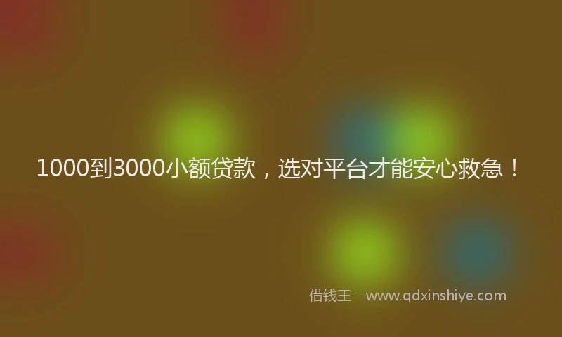 1000到3000小额贷款，选对平台才能安心救急！