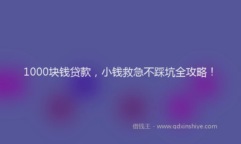 1000块钱贷款，小钱救急不踩坑全攻略！