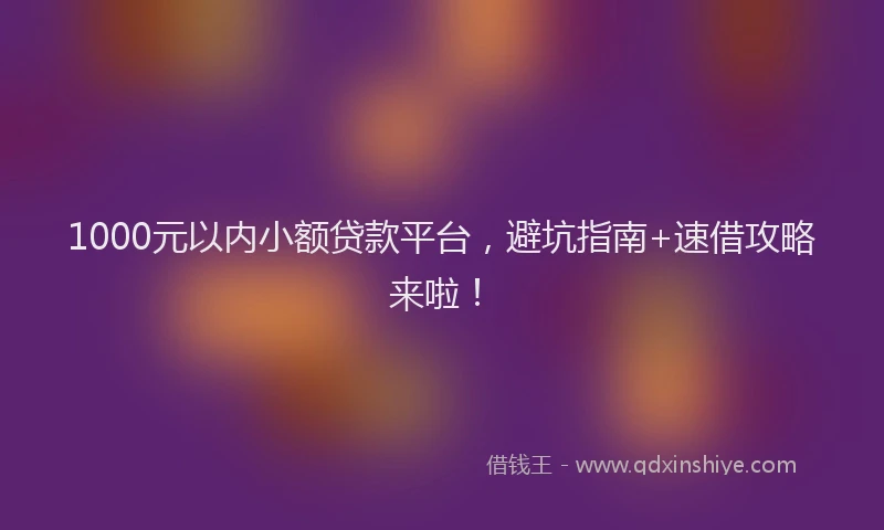 1000元以内小额贷款平台，避坑指南+速借攻略来啦！