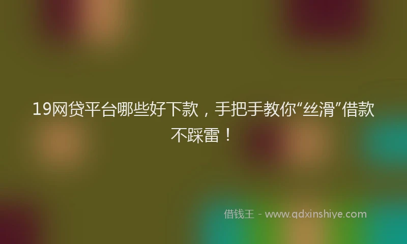 19网贷平台哪些好下款，手把手教你“丝滑”借款不踩雷！
