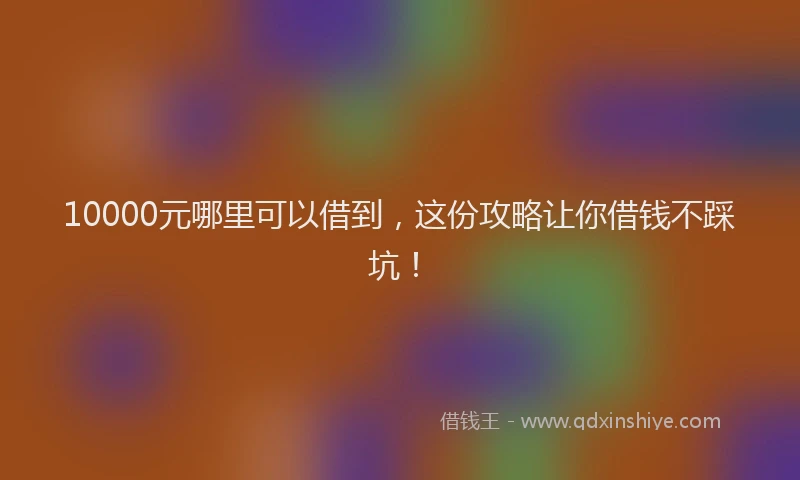 10000元哪里可以借到，这份攻略让你借钱不踩坑！