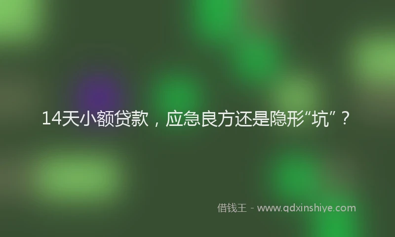 14天小额贷款，应急良方还是隐形“坑”？