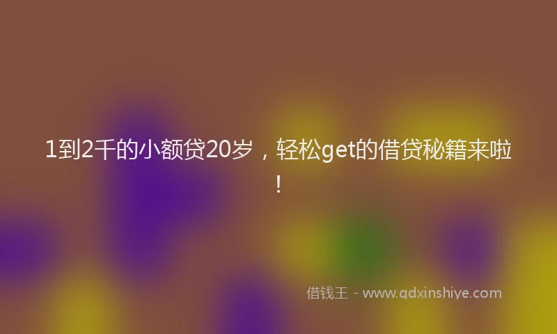 1到2千的小额贷20岁，轻松get的借贷秘籍来啦！