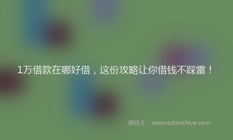 1万借款在哪好借，这份攻略让你借钱不踩雷！