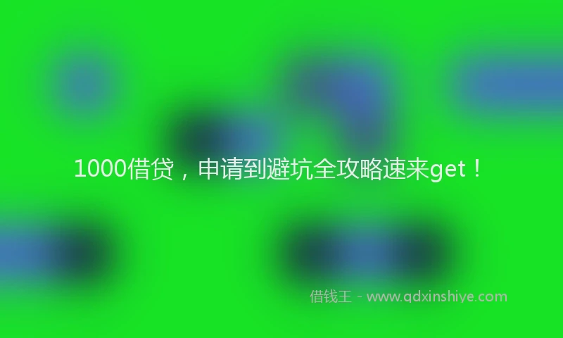 1000借贷，申请到避坑全攻略速来get！