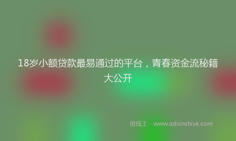 18岁小额贷款最易通过的平台，青春资金流秘籍大公开