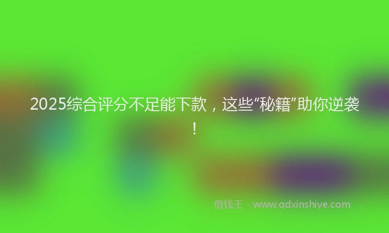 2025综合评分不足能下款，这些“秘籍”助你逆袭！