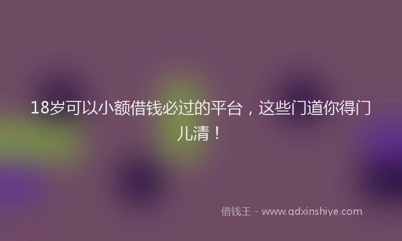 18岁可以小额借钱必过的平台，这些门道你得门儿清！