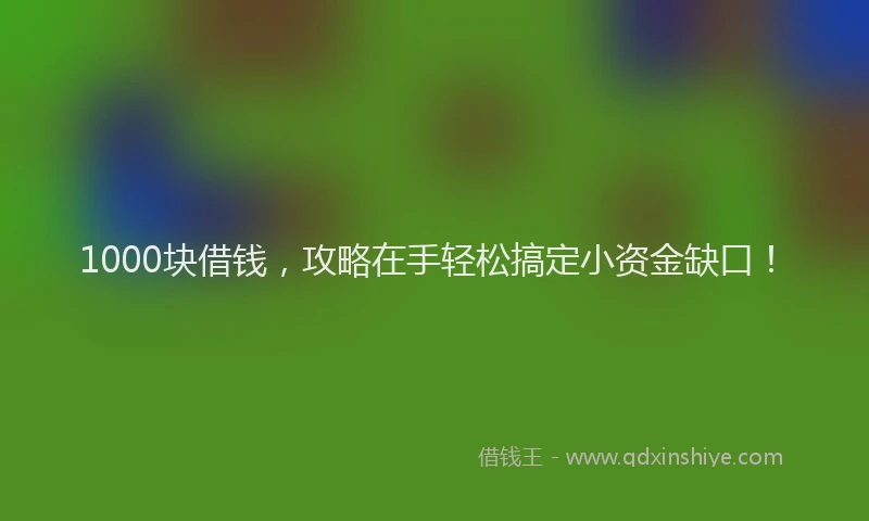 1000块借钱,攻略在手轻松搞定小资金缺口!
