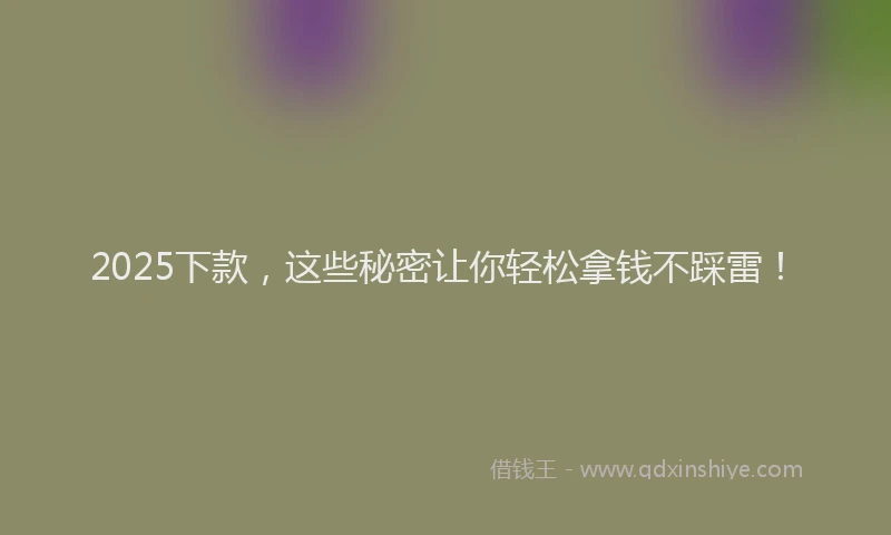 2025下款，这些秘密让你轻松拿钱不踩雷！