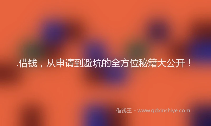 .借钱，从申请到避坑的全方位秘籍大公开！