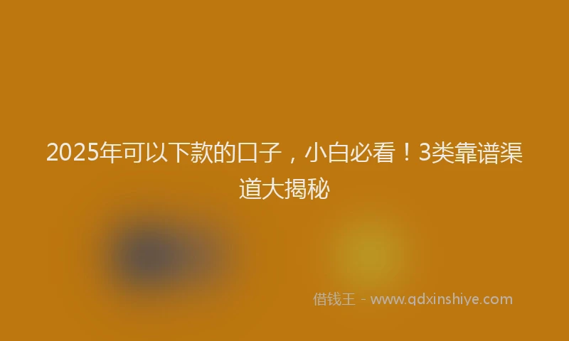 2025年可以下款的口子，小白必看！3类靠谱渠道大揭秘