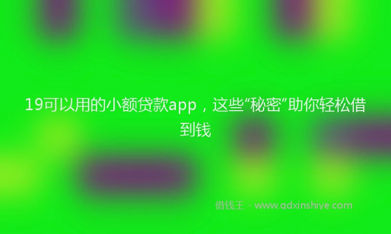 19可以用的小额贷款app，这些“秘密”助你轻松借到钱