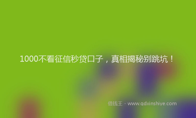 1000不看征信秒贷口子，真相揭秘别跳坑！