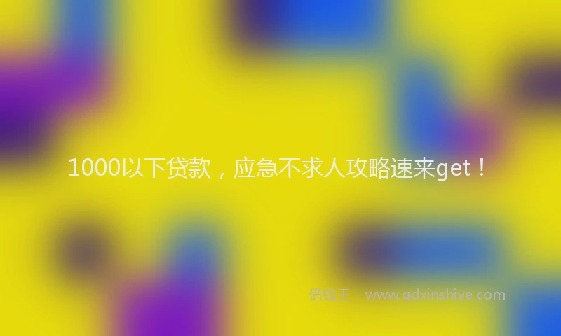 1000以下贷款，应急不求人攻略速来get！