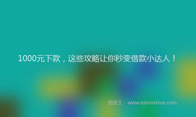1000元下款，这些攻略让你秒变借款小达人！