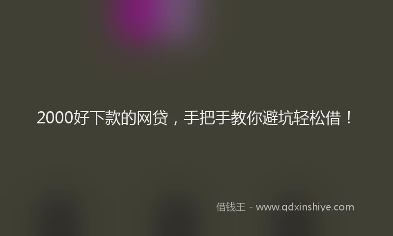 2000好下款的网贷,手把手教你避坑轻松借!