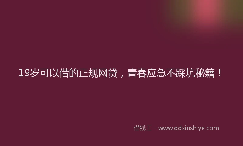 19岁可以借的正规网贷，青春应急不踩坑秘籍！