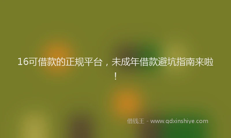 16可借款的正规平台，未成年借款避坑指南来啦！