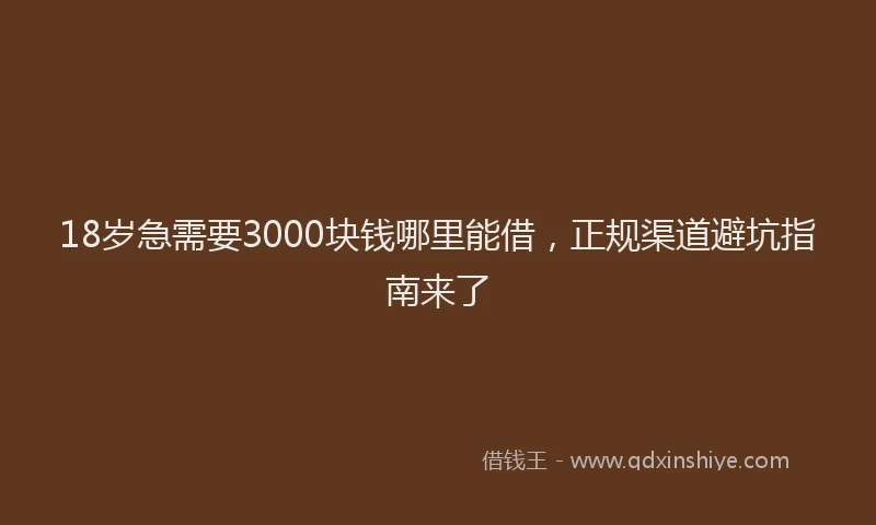 18岁急需要3000块钱哪里能借，正规渠道避坑指南来了
