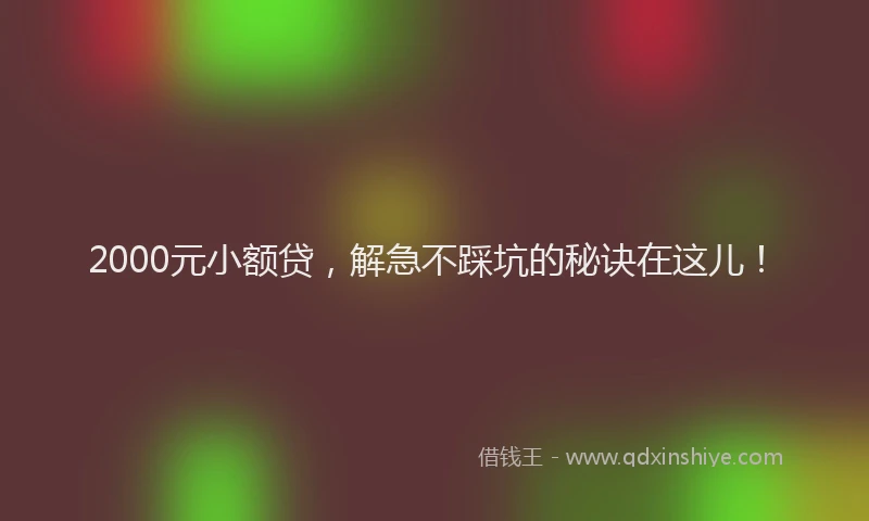2000元小额贷，解急不踩坑的秘诀在这儿！