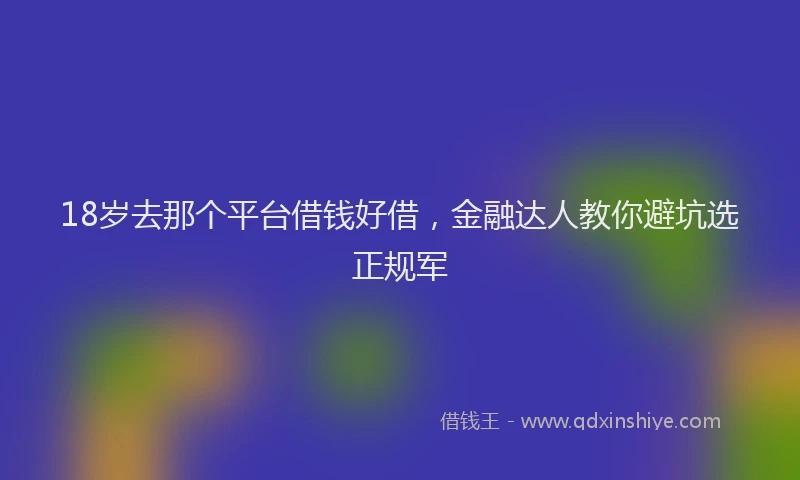 18岁去那个平台借钱好借，金融达人教你避坑选正规军